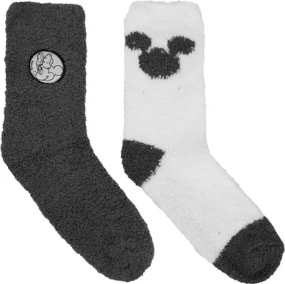Produktbild von Disney Minnie Mouse Kuschelsocken für Damen - Flauschige Wintersocken warme Socken Grau/Weiß (2er Pack) 39-42