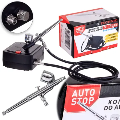Produktbild von Airbrush Kompressor Set Airbrush 0,3Mm Schlauch Auto Stop Leise