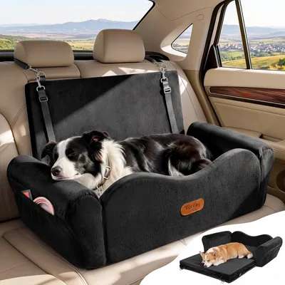 Hundeautositz erhöht, 2 kleine/1 großer Hund, 90x55x46 cm, schwarz