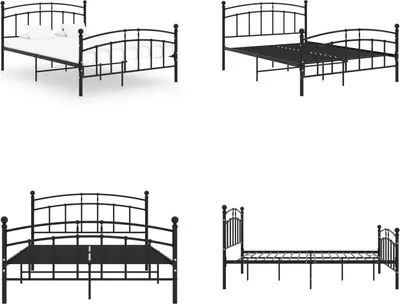 Produktbild von vidaXL Bettgestell Schwarz Metall 200x200 cm - Bettgestell - Bettgestelle - Bettrahmen - Doppelbett