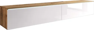 Produktbild von Lowboard D TV-Unterschrank 180x32x30cm grifflos Eiche Wotan weiß Hochglanz