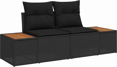 Zdjęcie produktu dla vidaXL Sofa ogrodowa czarna 184 x 62 x 85 cm z polirattanu