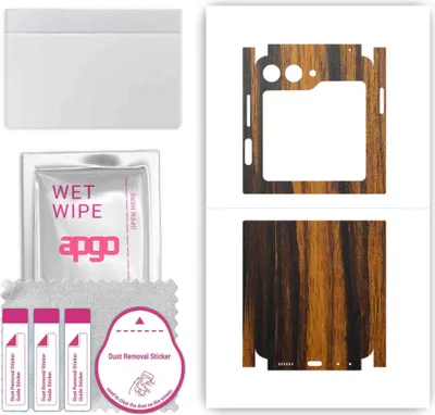Produktbild von apgo Rückseite + Seiten Schutzfolie, Skin, kompatibel mit Samsung Galaxy Z Flip 5, Hinten Displayschutzfolie aus Vinylfolie, kratzfest, einfache Montage - Tigerwood