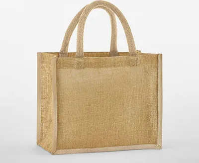 Produktbild von Westford Mill W473 | Natural Starched Jute Midi Bag Einkaufstasche - Farbe: Natural/Natural - Größe: 30 x 30 x 19 cm