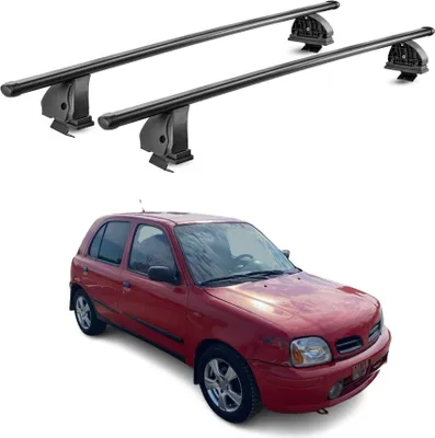 Image de Barres de toit transversales acier pour Nissan Micra II 1992-2003 Noir 2Pcs