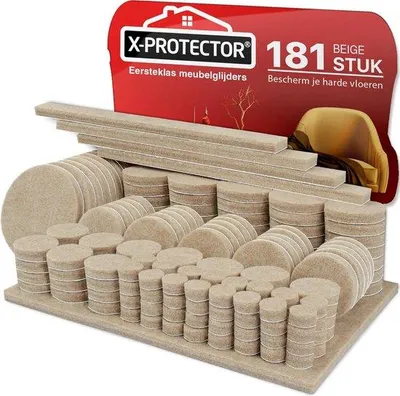 Produktbild von Schutzpads für Stuhlbeine, beige, 181 Stück, Filz