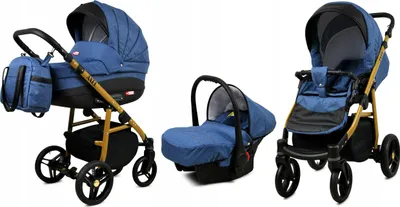 Produktbild von BabyLux® Axel | 3in1 Kinderwagen Set | Jeans | Kombikinderwagen | Kinderwagenset | Buggy + Babyw