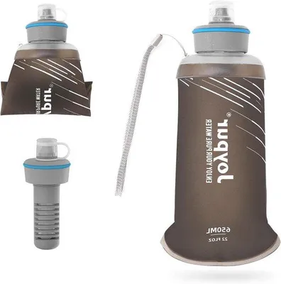 Obrázek produktu pro Skládací láhev na vodu s filtrem, 650 ml, šedá, pro outdoorové aktivity