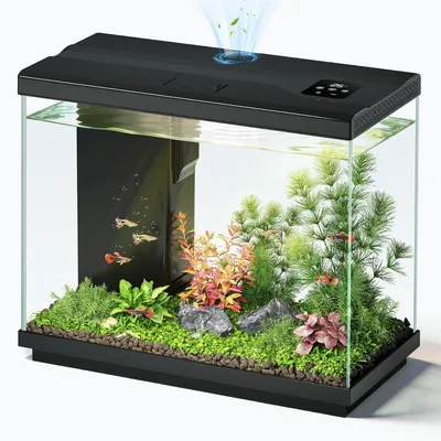 Produktbild von Nano Aquarium 8.3 l, 4-in-1 Pumpe, Oberflächenskimmer, Temperaturanzeige, 8 Farben Beleuchtung, schwarz, für
