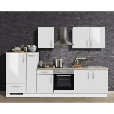 Produktbild von Küchenzeile Premium weiss Hochglanz 300cm MANCHESTER-87 inklusive E-Geräte und Apothekerschrank