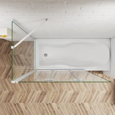 Produktbild von 4-teilig Duschwand für Badewanne Badewannenaufsatz Faltwand 130x70x 140 cm Klarglas 6 mm ESG-Sicherheitsglas