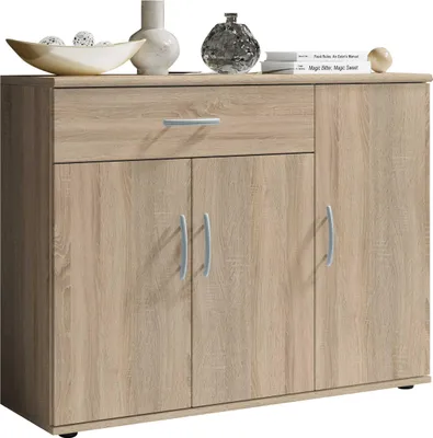 Produktbild von Kommode Viviane 90cm mit 3 Türen und 1 Schublade - Eiche