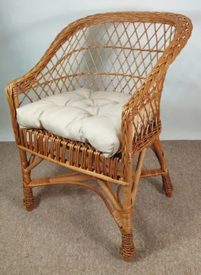 Produktbild von Korbstuhl , Korbsessel Weide , Model Sören , inkl. Polster beige . Rattansessel Sören