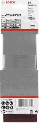 Produktbild von Bosch Schleifband 3 Stk. K80 Holz/Farbe 75x457mm Professinel  Bandschleifer