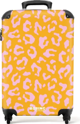 Obrázek produktu pro NoBoringSuitcases.com Příruční kufr z tvrdé skořepiny 55x35x20 cm, 36L, Barevné potisky pro ženy: Oranžový a růžový potisk pantera, cestovní kufr na 4 kolečkách