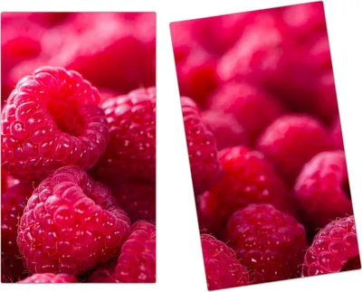 Produktbild von Spritzschutz Herdabdeckplatte Schneidebrett aus Glas Frische Himbeeren 2-Teilig (60x52cm)