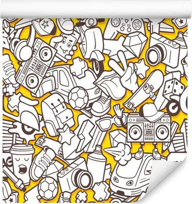 Produktbild von 10m VLIES TAPETE Rolle Graffiti Pop-Art Musik Sport Stadt Transport XXL