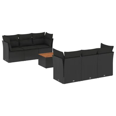 Produktbild von 7-tlg. Garten-Sofagarnitur mit Kissen Schwarz Poly Rattan