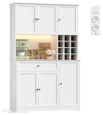 Immagine prodotto di Mobiletto da cucina/credenza con illuminazione a LED e presa multipla, 180 cm, bianco