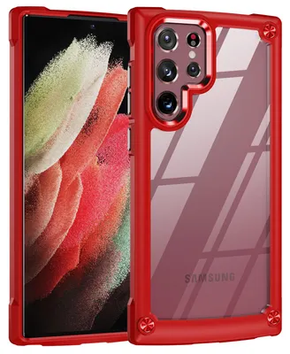 Image de Étui pour Samsung Galaxy S23 Ultra, étui transparent hybride PC TPU bumper et antichoc rouge
