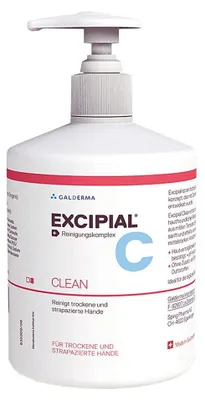 Produktbild von Waschgel, Galderma, Excipial Clean, für Hände und Körper, für trockene und gereizte Haut, feuchtigkeitsspendende und beruhigende Wirkung, parfümfrei, ph-neutral, 500ml
