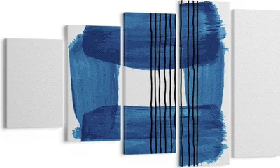Produktbild von Bild auf Leinwand - Leinwandbild - 5 Teile - Abstraktion Aquarell Blau - 100x60cm - Wand Bild - Wanddeko - Wandbilder - Leinwanddruck - Bilder - Wanddekoration - Leinwand bilder - EG100x60-4223