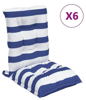 Produktbild von vidaXL Niedriglehner-Auflagen 6 Stk. Blau Weiß Gestreift Oxford-Gewebe