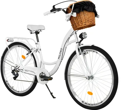 Produktbild von Milord Komfort Fahrrad Mit Weidenkorb Damenfahrrad, 26 Zoll, Weiss, 7 Gang Shimano