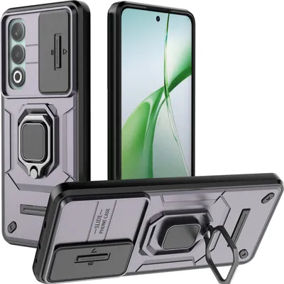 Obrázek produktu pro Pouzdro pro OnePlus Nord CE4 5G dvouvrstvé pouzdro s posuvnou ochranou kamery a držákem prstenu, stojánek Fialová