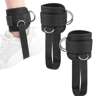 Produktbild von Fußschlaufen für Kabelzug 2er Set mit 4 D-Ringen & Karabiner, Gepolstert