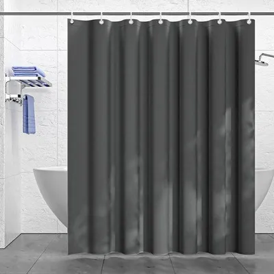 Obrázek produktu pro Závěs do sprchy Unyqoos® 180 x 180 cm – šedý, polyester, pratelný, odolný proti plísním a voděodolný, s 12 bílými kroužky