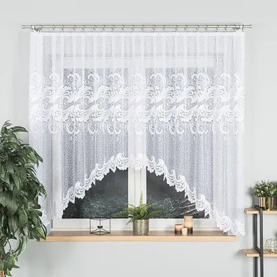 Produktbild von IWONA - Fertiggardine aus Jacquard mit Schnitt unten - 300x160 cm - weiß