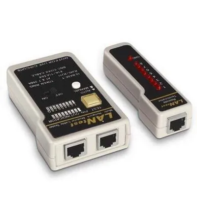 Zdjęcie produktu dla AISENS A142-0314, Tester kabli UTP/STP, BNC, RJ-11, RJ-12, RJ-45, USB, Czarny, Szary, RoHS, 155 mm, 110 mm