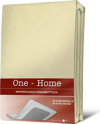 A folded fitted sheet on a white background, with product information displayed on the packaging.