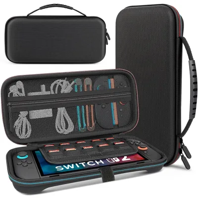 Obrázok produktu pre Pevné puzdro pre konzolu Nintendo Switch 2 s 10 priehradkami na hry, čierne
