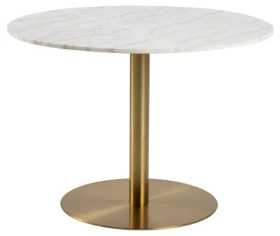 Produktbild von Runder Esstisch Carlos ø105cm - weißer Marmor/Messing