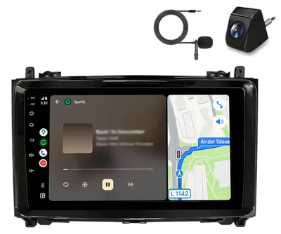Zdjęcie produktu dla Radio samochodowe z kamerą i mikrofonem do Mercedes-Benz klasy A/B/Vito W169, W639, W245 – CarPlay, Android Auto, nawigacja GPS, Wi-Fi, DAB+, SWC, RDS, DSP, USB, Bluetooth, 2+64 GB
