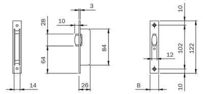 Productafbeelding van Inbouwslot voor profiel C/R, artikel 764, ISEO Frontale, 20 mm