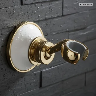 Produktbild von PaulGurkes Brausehalterung mit Kugelgelenk Retro Gold Keramik