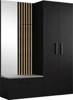 Produktbild von Masseno Garderobe-Set MODULO 160,6/204/40 cm Modern Garderobenschrank Schwarz