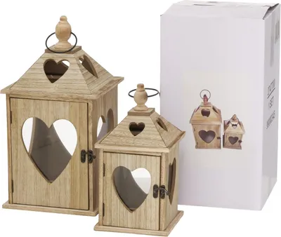Produktbild von BOLTZE Laterne Jules Set (2 tlg., Farbe Natur, aus Glas/Holz, Form Quadrat)