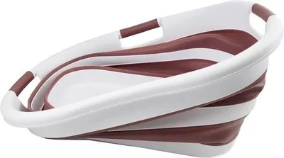 Image de Panier à linge pliable en plastique, 40 l, bac de rangement/organiseur pliable Pop-Up, panier à linge portable, panier à linge peu encombrant (1, blanc/vieux rose)