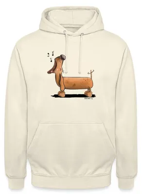 Produktbild von Spreadshirt Jaulender Dackel Comic Dachshund Uni Hoodie, XXL, Vanille-Milchshake
