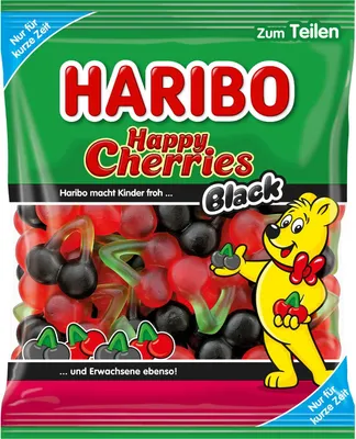 Produktbild von Haribo Happy Cherries Black Fruchtgummi mit Lakritz 175 g limitiert Kirschen