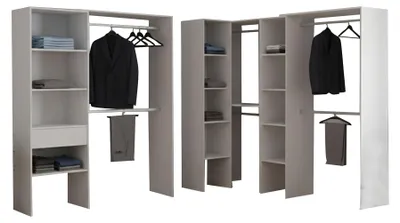 Produktbild von Trana - Großer Kleiderschrank, 388x187h cm Weiß, 12 Regale