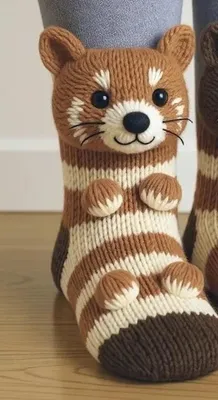 Image de Chaussettes Huggy™ Hug Hug Animals - Adorables chaussettes 3D douillettes avec des motifs d'animaux rigolos ! : Renard