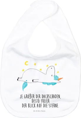 Produktbild von Mr. & Mrs. Panda Lätzchen Einhorn Sternenhimmel - Weiß - Geschenk, Einhörner, Unicorn, Sterne, Für Babys, Kinderlätzchen, Sabber, Verrückt, Schlabberlatz, Babylätzchen