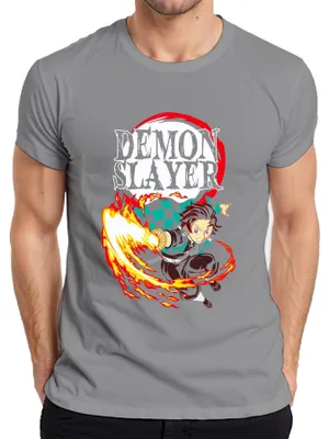 Immagine prodotto di Maglietta da uomo Demon Slayer Tanjiro Kamado Hinokami Kagura Anime Gift, Grigio, XL