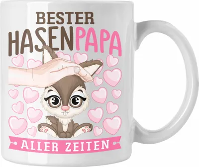 Produktbild von Trendation - Hasen Tasse Geschenk Hasen-Besitzer Kaninchen Kinder Hasen Papa (Weiß)