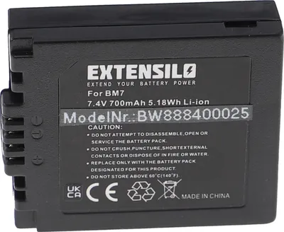 Produktbild von EXTENSILO Akku Ersatz für Panasonic CGA-S002A/1B, CGA-S002E/1B für Kamera (700 mAh, 7,4 V, Li-Ion)